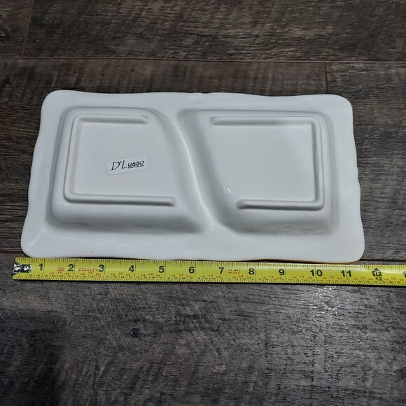 Serving Tray Platter D'Lusso Home Collection 2 Divided Sections Metal Stand - Picture 4 of 10